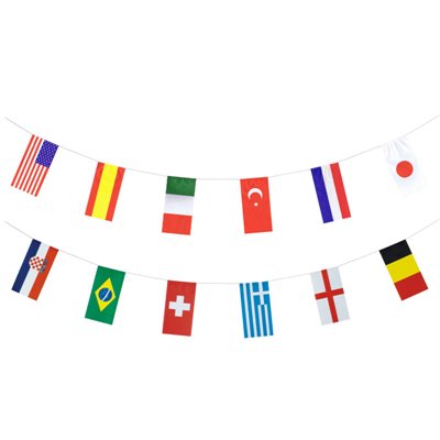 Vlaggetjes Slinger Papier "32 Nations" Brandvertagend 10 meter -horecavoordeel.com-