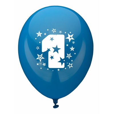 Ballonnen Cijfer "1" Kleuren Assortiment (Geschikt voor Helium) Ø 250mm -horecavoordeel.com-