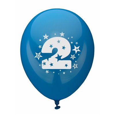 Ballonnen Cijfer "2" Kleuren Assortiment (Geschikt voor Helium) Ø 250mm -horecavoordeel.com-