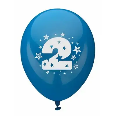 Ballonnen Cijfer "2" Kleuren Assortiment (Geschikt voor Helium) Ø 250mm -horecavoordeel.com-