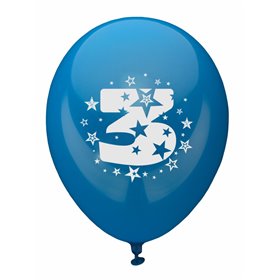 Ballonnen Cijfer "3" Kleuren Assortiment (Geschikt voor Helium) Ø 250mm -horecavoordeel.com-