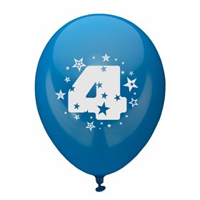 Ballonnen Cijfer "4" Kleuren Assortiment (Geschikt voor Helium) Ø 250mm -horecavoordeel.com-