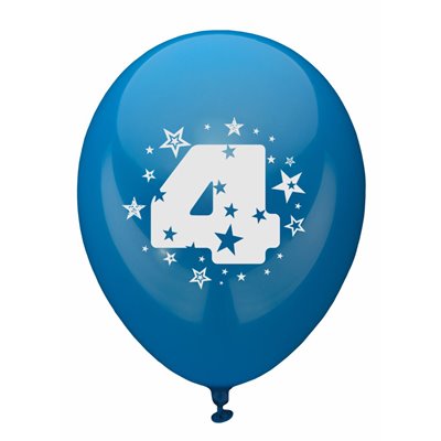 Ballonnen Cijfer "4" Kleuren Assortiment (Geschikt voor Helium) Ø 250mm -horecavoordeel.com-