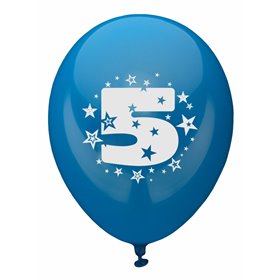 Ballonnen Cijfer "5" Kleuren Assortiment (Geschikt voor Helium) Ø 250mm -horecavoordeel.com-