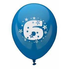 Ballonnen Cijfer "6" Kleuren Assortiment (Geschikt voor Helium) Ø 250mm -horecavoordeel.com-