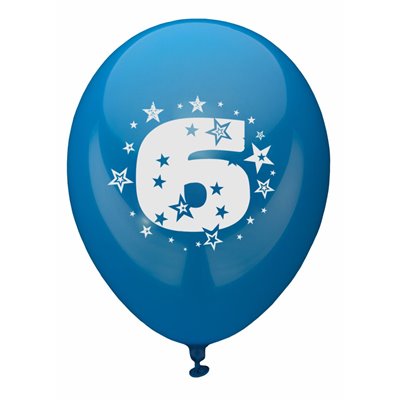 Ballonnen Cijfer "6" Kleuren Assortiment (Geschikt voor Helium) Ø 250mm -horecavoordeel.com-