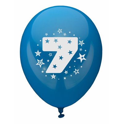 Ballonnen Cijfer "7" Kleuren Assortiment (Geschikt voor Helium) Ø 250mm -horecavoordeel.com-