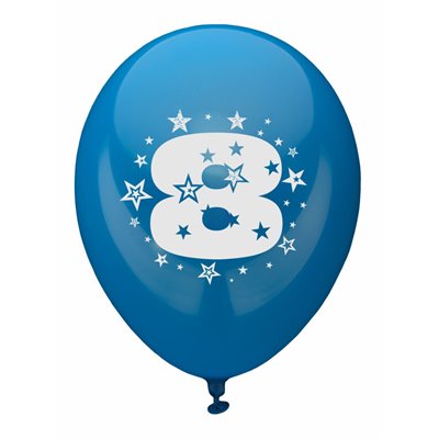 Ballonnen Cijfer "8" Kleuren Assortiment (Geschikt voor Helium) Ø 250mm -horecavoordeel.com-