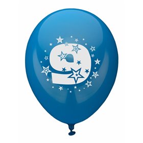 Ballonnen Cijfer "9" Kleuren Assortiment (Geschikt voor Helium) Ø 250mm -horecavoordeel.com-