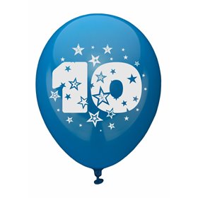 Ballonnen Cijfer "10" Kleuren Assortiment (Geschikt voor Helium) Ø 250mm -horecavoordeel.com-