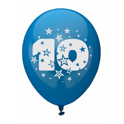 Ballonnen Cijfer "10" Kleuren Assortiment (Geschikt voor Helium) Ø 250mm -horecavoordeel.com-