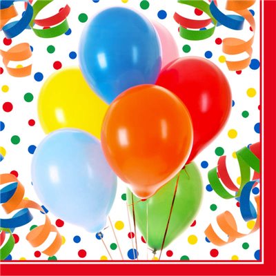 Servetten 3-Laags "Lucky Balloons" 1/4 vouw 330 x 330mm -horecavoordeel.com-