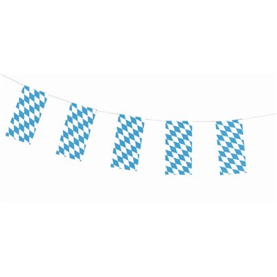 Vlaggetjes Slinger Papier "Beiers Blauw" Brandvertagend 10 meter -horecavoordeel.com-