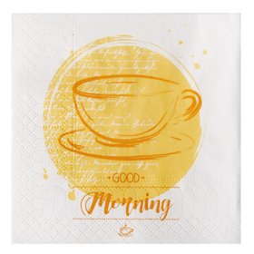 Napkins 3-ply "Good Morning" 1/4 fold 240 x 240mm -Horecavoordeel.com-