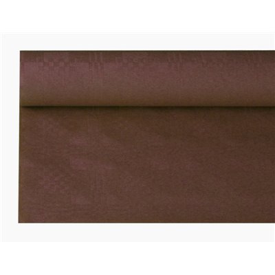 Tafelkleed Papier Rol Bruin Met Damastprint 8 x 1,2 meter -horecavoordeel.com-