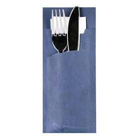 Cutlery Bags Blue 200 x 85mm Including 2-Layer White Napkin 330 x 330mm -Horecavoordeel.com-