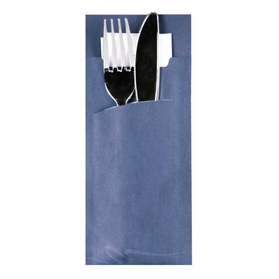 Cutlery Bags Blue 200 x 85mm Including 2-Layer White Napkin 330 x 330mm -Horecavoordeel.com-