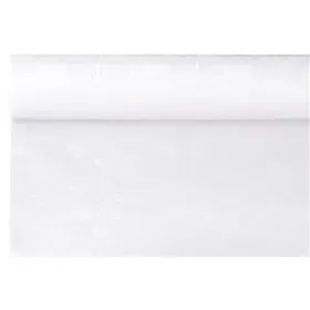 Tafelkleed Papier Rol Wit Met Damastprint 6 x 1,2 meter -horecavoordeel.com-
