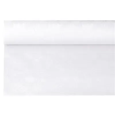 Tablecloth Paper Roll White With Damask Print 6 x 1.2 meters -Horecavoordeel.com-