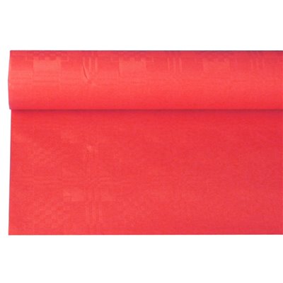 Tafelkleed Papier Rol Rood Met Damastprint 6 x 1,2 meter -horecavoordeel.com-