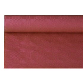 Tafelkleed Papier Rol Bordeaux Met Damastprint 6 x 1,2 meter -horecavoordeel.com-