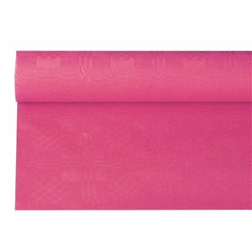 Tafelkleed Papier Rol Fuchsia Met Damastprint 6 x 1,2 meter -horecavoordeel.com-