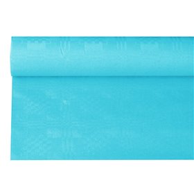 Tafelkleed Papier Rol Turkoois Met Damastprint 6 x 1,2 meter -horecavoordeel.com-