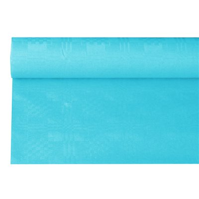 Tafelkleed Papier Rol Turkoois Met Damastprint 6 x 1,2 meter -horecavoordeel.com-