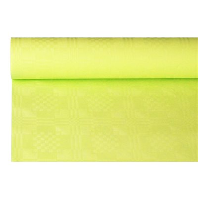 Tafelkleed Papier Rol Limoengroen Met Damastprint 6 x 1,2 meter -horecavoordeel.com-