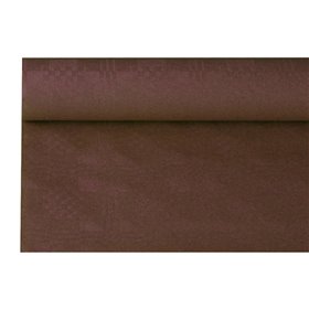 Tafelkleed Papier Rol Bruin Met Damastprint 6 x 1,2 meter -horecavoordeel.com-