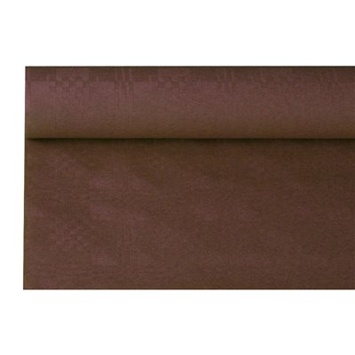 Tafelkleed Papier Rol Bruin Met Damastprint 6 x 1,2 meter -horecavoordeel.com-