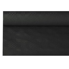 Tablecloth Paper Roll Black With Damask Print 6 x 1.2 meters -Horecavoordeel.com-