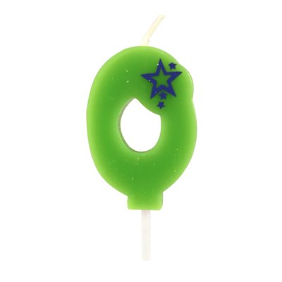 Number Candles Numeral "0" Green Small 68mm -Horecavoordeel.com-