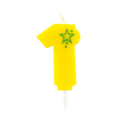 Number Candles Numeral "1" Yellow Small 68mm -Horecavoordeel.com-