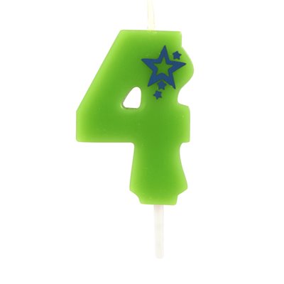 Number Candles Numeral "4" Green Small 68mm -Horecavoordeel.com-