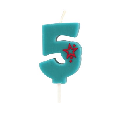 Number Candles Digit "5" Blue Small Digit 68mm -Horecavoordeel.com-