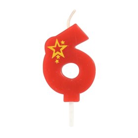 Number Candles Numeral "6" Red Small 68mm -Horecavoordeel.com-