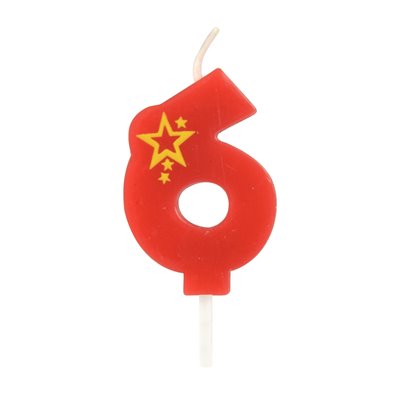 Number Candles Numeral "6" Red Small 68mm -Horecavoordeel.com-