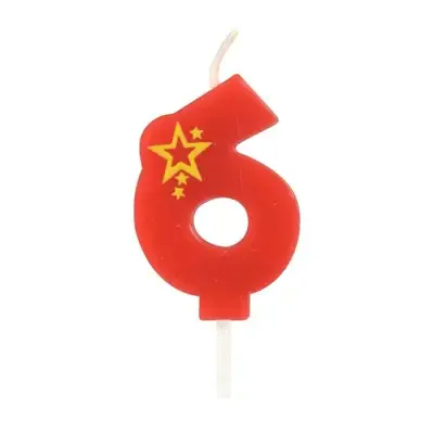 Number Candles Numeral "6" Red Small 68mm -Horecavoordeel.com-