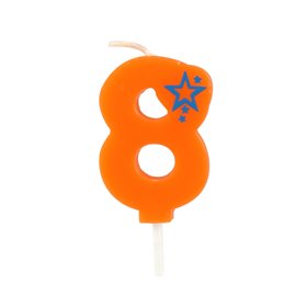 Getal Kaarsen Cijfer "8" Oranje Klein 68mm -horecavoordeel.com-