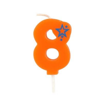 Getal Kaarsen Cijfer "8" Oranje Klein 68mm -horecavoordeel.com-