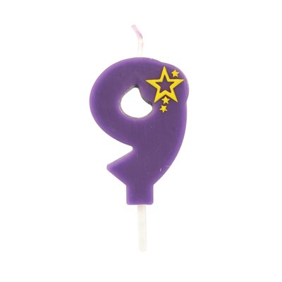 Number Candles Numeral "9" Purple Small 68mm -Horecavoordeel.com-