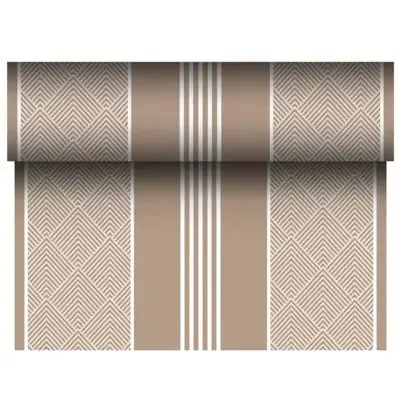 Tafelloper Bruin "Elegance" "Textielkarakter" Van Pulp Viscose En Tissue Mix "ROYAL Collection" 24m x 400mm -horecavoordeel.com-