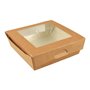 Cateringdoosje Saladebak Bruin karton Met PLA Venster "Pure" 160 x 160 x 50mm -horecavoordeel.com-