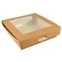 Cateringdoosje Saladebak Bruin karton Met PLA Venster "Pure" 190 x 190 x 50mm -horecavoordeel.com-