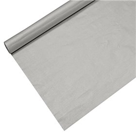 Tafelkleed Papier Zilver Met Beschermingslaag 6 x 1,2 meter -horecavoordeel.com-