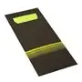 Bestekzakjes Zwart Limoengroen "Stripes" 200 x 85mm Inclusief 2-Laags Gekleurde Servet 330 x 330mm -horecavoordeel.com-