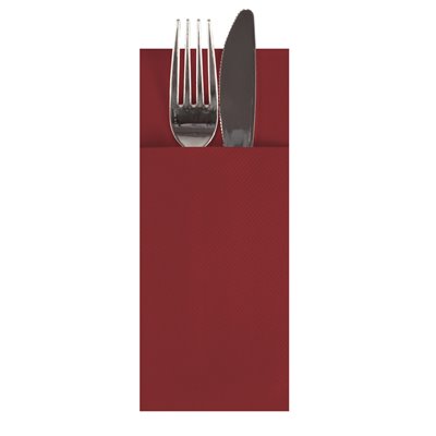 Servetten Bordeaux Met Bestekzakje Airlaid 1/8 vouw 400 x 330mm -horecavoordeel.com-