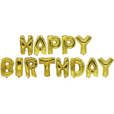 Foil Balloon Set "Happy Birthday" Gold -Horecavoordeel.com-