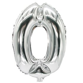 Foil Balloon Silver Number "0" 350 x 200mm -Horecavoordeel.com-